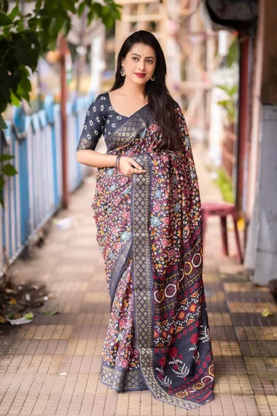 Soft Silk Slub Kalamkari Print Saree