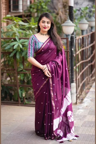 Soft Pure Chiffon Chanderi Saree With Pure Cotton Shibori Blouse