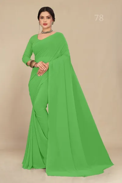 Neon Green Georgette Saree With Grain Texture