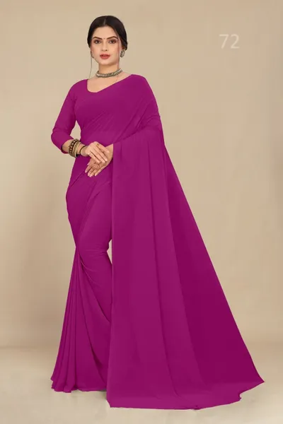 Magenta Georgette Saree With Grain Texture