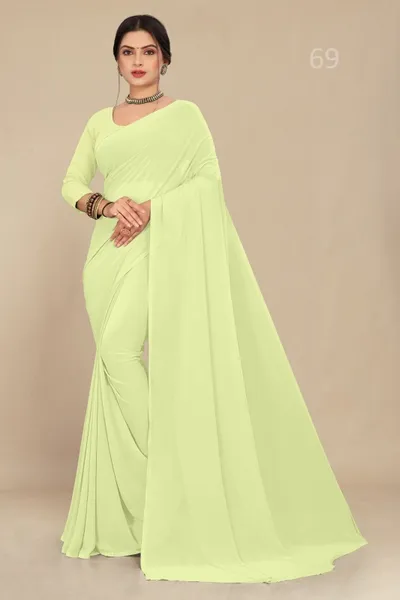 Neon Georgette Saree With Grain Texture