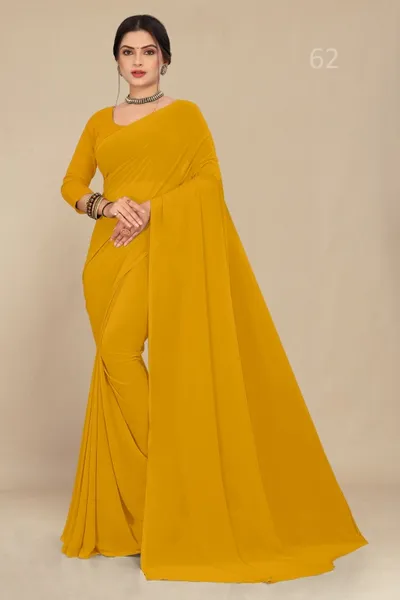 Haldi Yellow Georgette Saree With Grain Texture