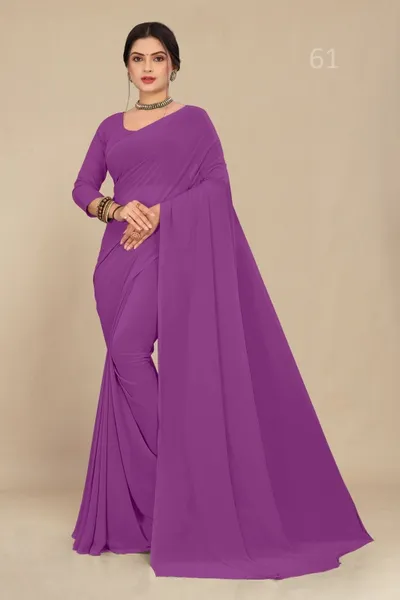 Lavender Pink Georgette  Saree With Grain Texture