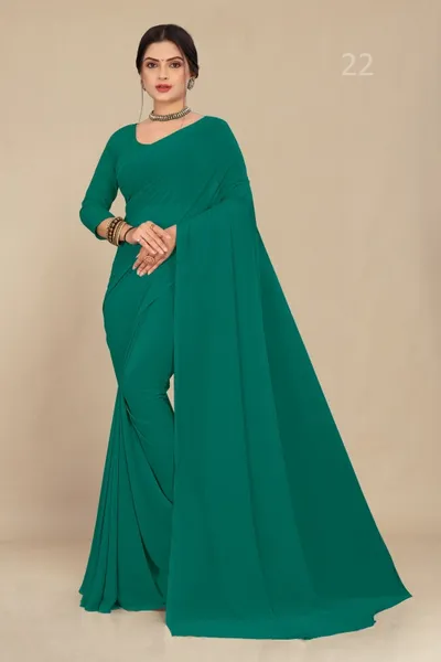 Sea Green Georgette Saree With Grain Texture