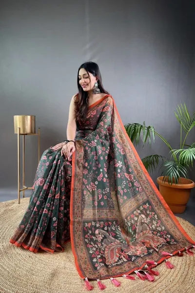 Malai Cotton Kalamkari Print Saree