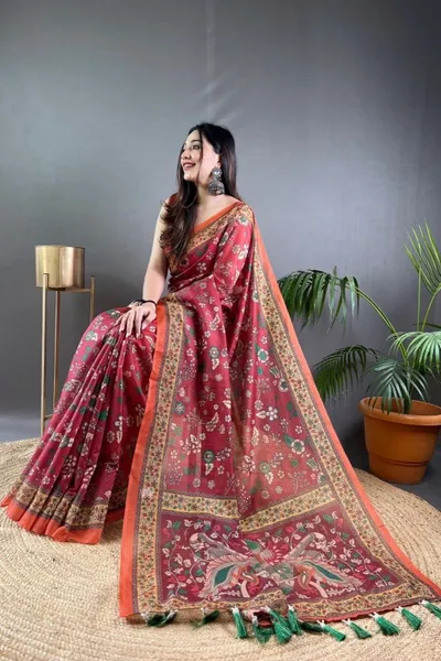 Malai Cotton Kalamkari Print Saree