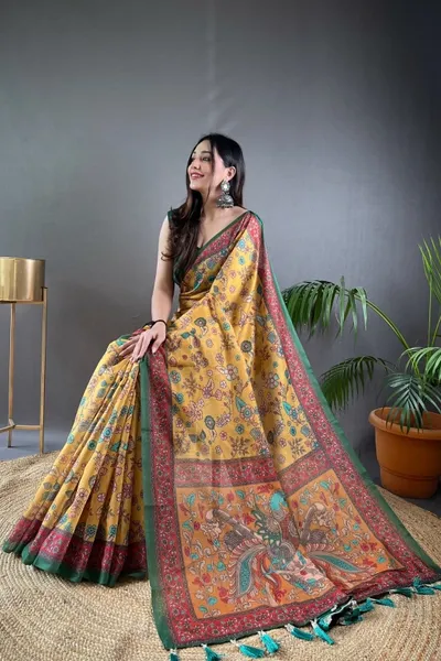 Malai Cotton Kalamkari Print Saree