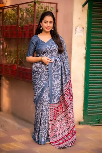 Pashmina Ajrakh Print Saree