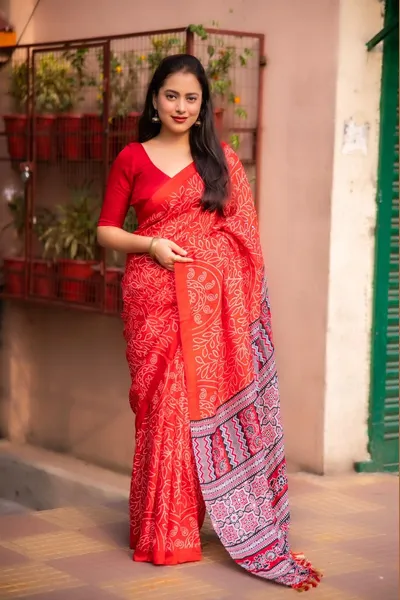 Pashmina Ajrakh Print Saree