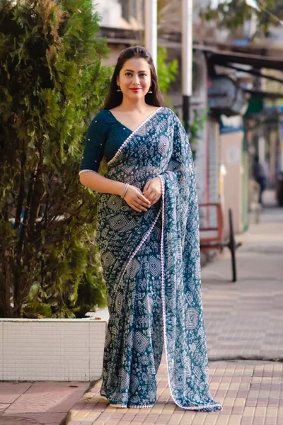 Soft Georgette Worli Print Saree