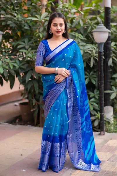 Soft Jute Silk Bandhej Print Saree