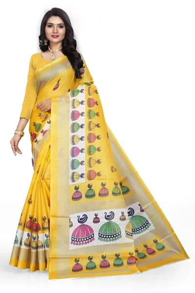 SVB  Yellow Khadi Silk Saree With Blouse Piece