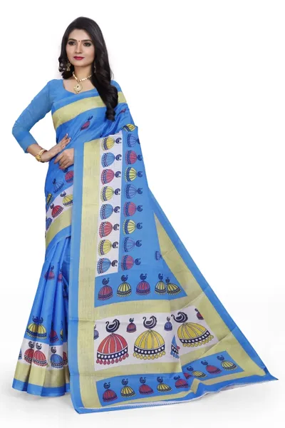 SVB  Blue Khadi Silk Saree With Blouse Piece