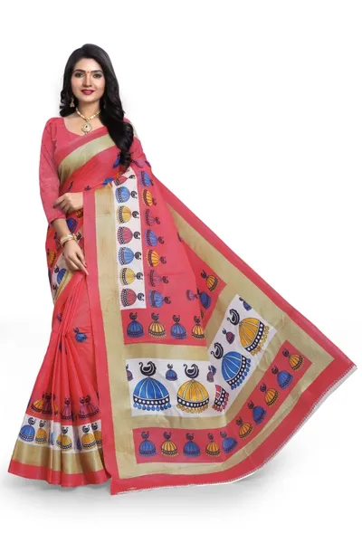 SVB  Red Khadi Silk Saree With Blouse Piece