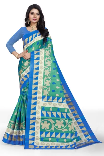 SVB Saree  Green  Khadi Silk Saree With Blouse Piece