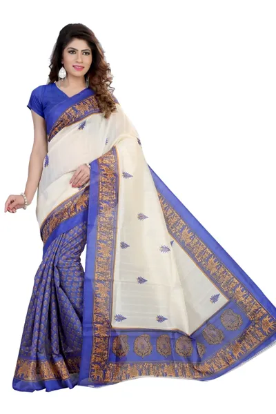 SVB Saree  Blue Bhagalpuri Silk Saree With Blouse Piece