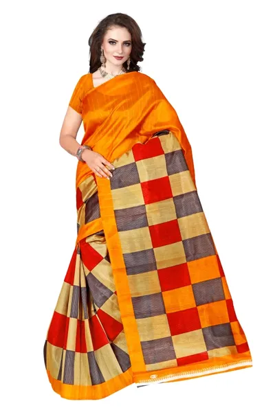 SVB  Yellow Bhagalpuri Silk Saree With Blouse Piece