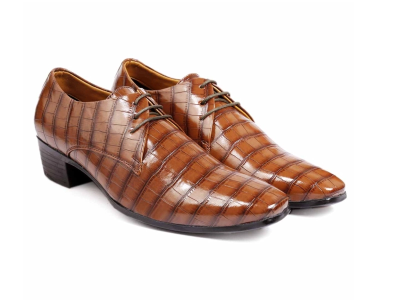 Men's Height Increasing Elevator Casual Crocodile Style Derby Shoes