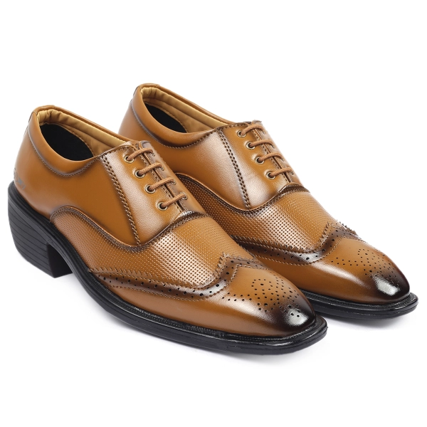 Men's Height Increasing Elevator Formal Brouge Lace-up Shoes