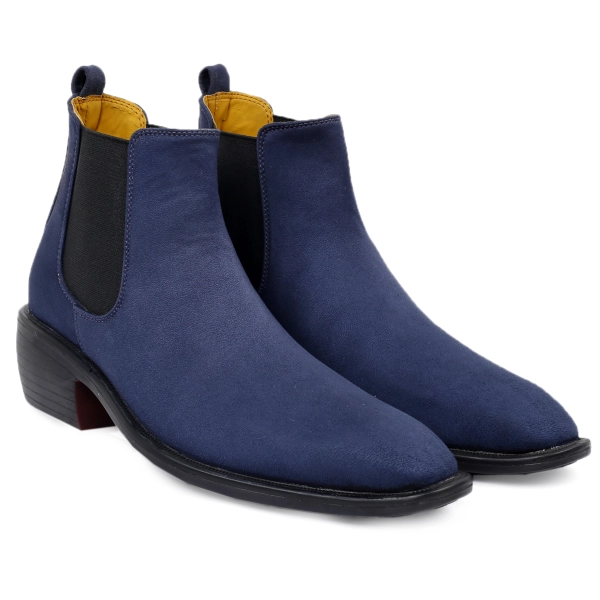 Men's Height Increasing Elevator Suede Material Chelsea Boots