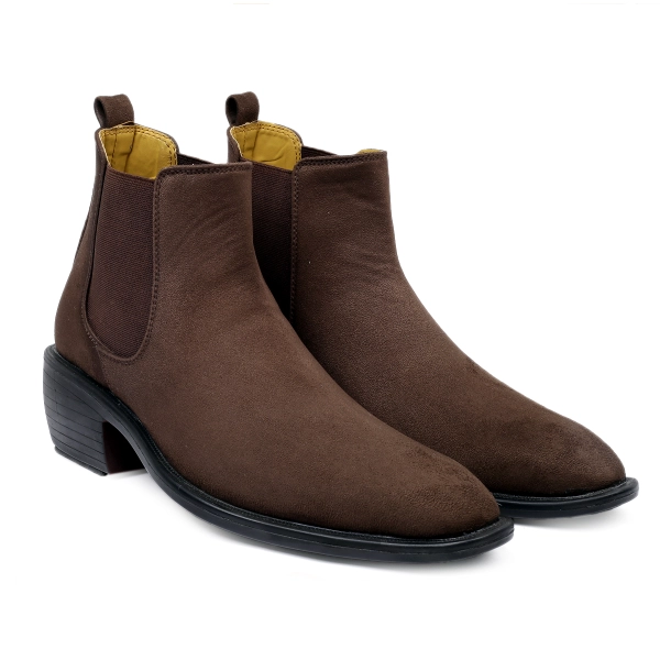 Men's Height Increasing Elevator Suede Material Chelsea Boots