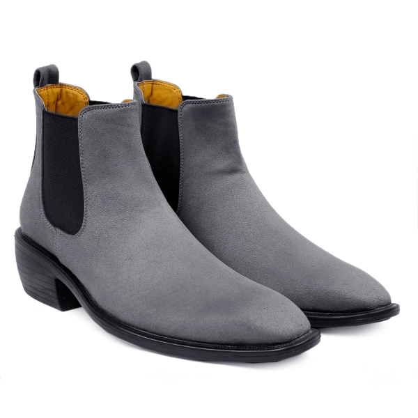 Men's Height Increasing Elevator Suede Material Chelsea Boots