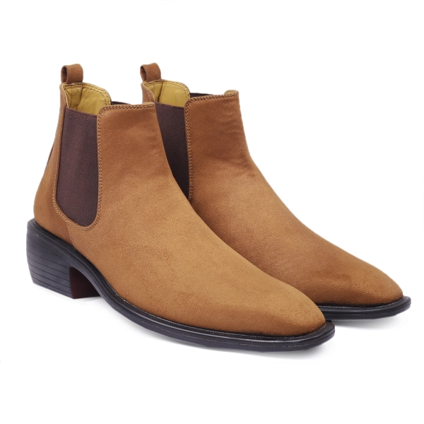 Men's Height Increasing Elevator Suede Material Chelsea Boots