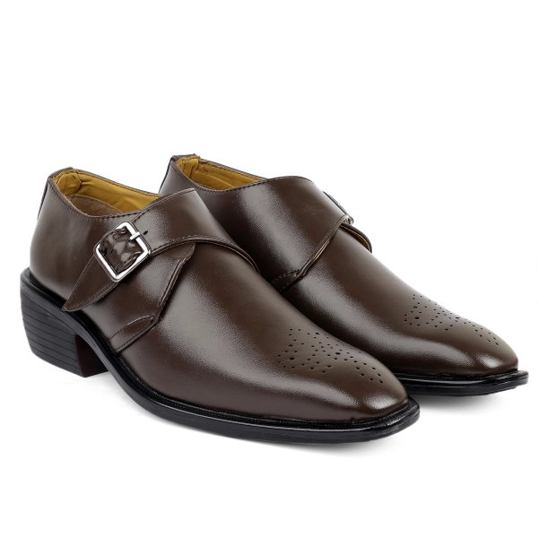 Men's Height Increasing Elevator Formal Monk Slip-on Shoes