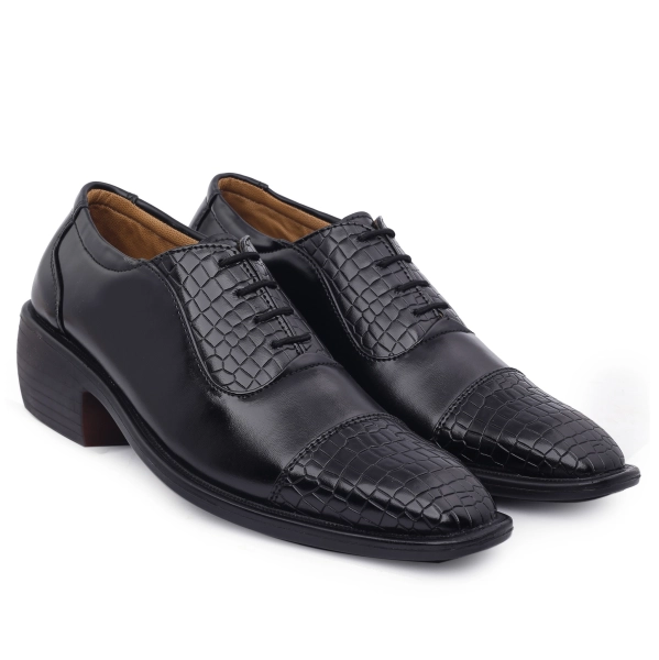 Men's Height Increasing Elevator Fashionable Formal Lace-Up Shoes