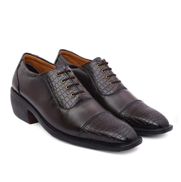 Men's Height Increasing Elevator Fashionable Formal Lace-Up Shoes