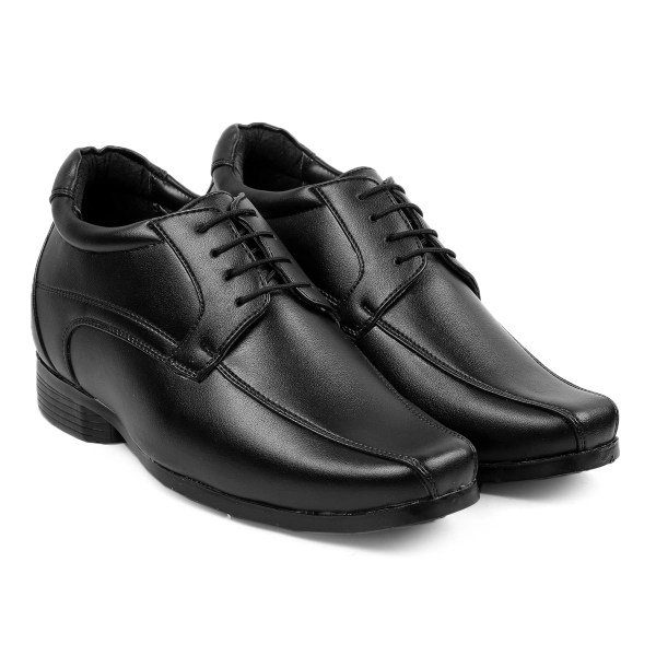 Men's 3 Inches Hidden Height Increasing Elevator Faux Leather Formal Derby Lace-up Shoes