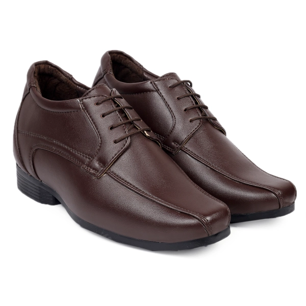 Men's 3 Inches Hidden Height Increasing Elevator Faux Leather Formal Derby Lace-up Shoes