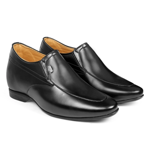 Men's 3.5 Inch Hidden Height Increasing Black Formal Slip-on Mocassin Shoes