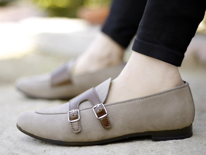 Men's Casual Suede Double Monk Loafer & Mocassions Shoes