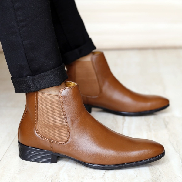 Men's Faux Leather Material Latest Casual Chelsea Boots