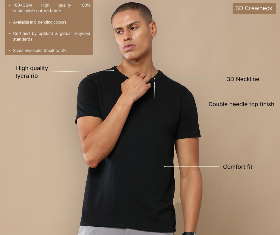 Premium Cotton Black T-Shirt For Men