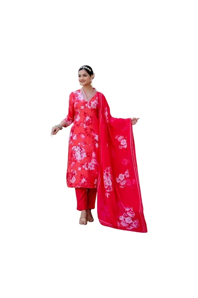 Women Pure Muslin Kurta Salwar Dupatta Set