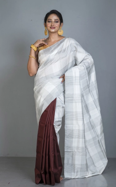 Half and Half Soft Bishnupuri Designer Katan Silk Saree