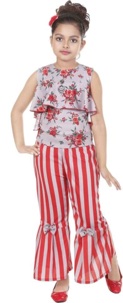 Girls Soft Two-Piece Outfit Set  Baby Girls Red Top and Capri