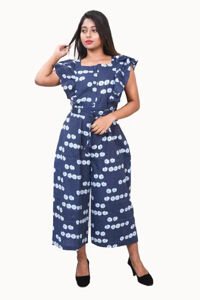 Cotton Blue Women Jumpsuit