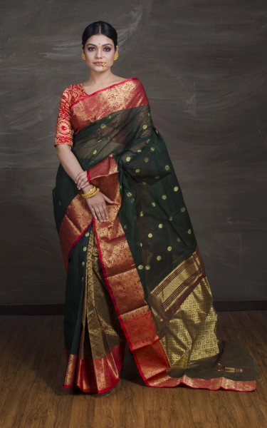 Bengal Handloom Tanchui Work Patli Pallu Saree