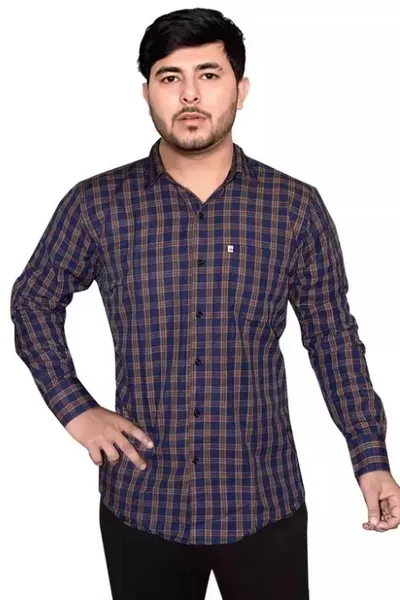 Blue Checks Casual Wear Regular Fit Shirt For Men