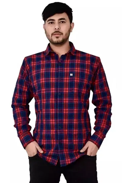 Blue Red And Maroon Checks Casual Wear Regular Fit Shirt For Men