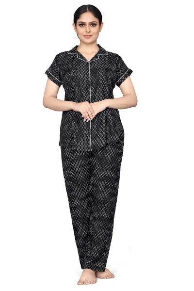 Shirt Pant Night Suit Combo  Black