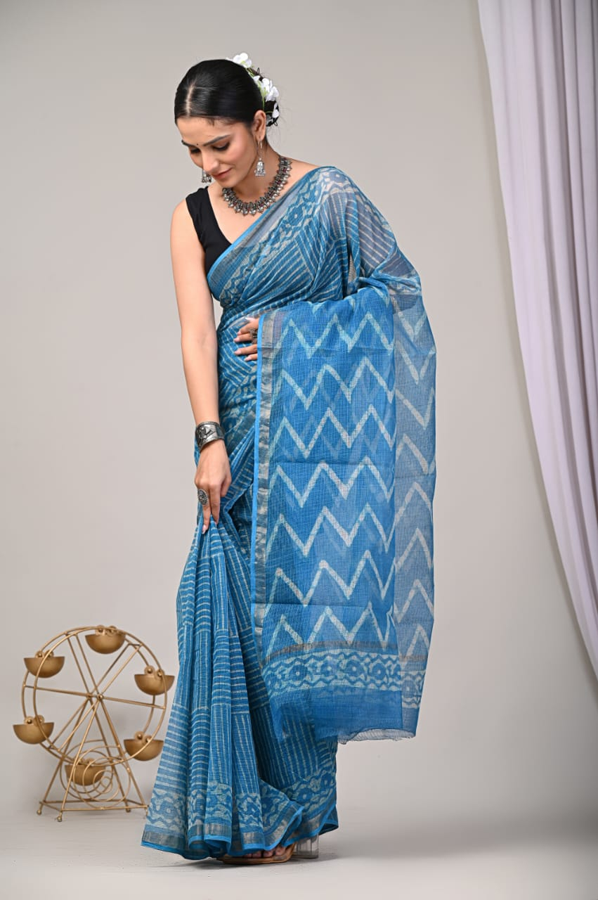 Block Printed Cotton Kota Doriya Saree