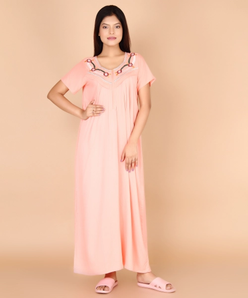 Women Cotton Round Neck Nighty