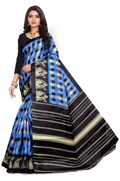 SVB Saree  Blue Khadi Silk Saree With Blouse Piece