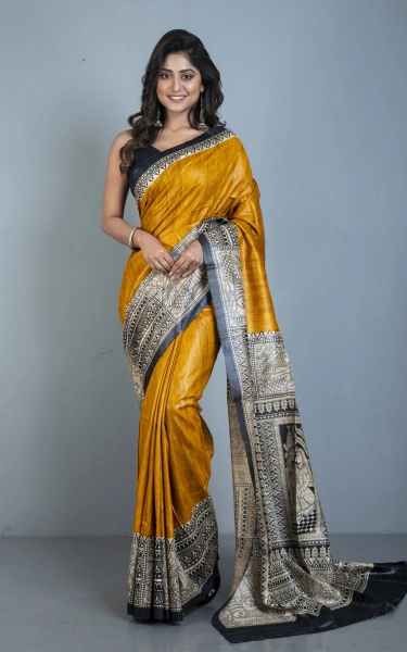 Soft Tussar Gicha Kalamkari Saree