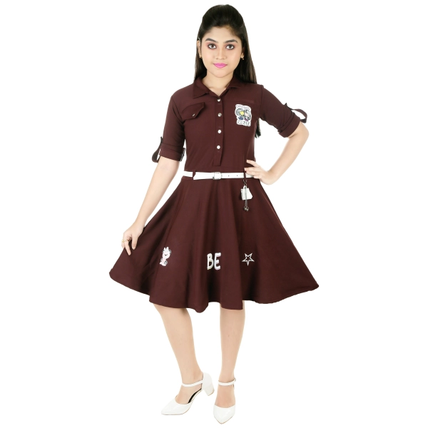 Baby Girl Maroon Color Frock with Sequinns Embroidery