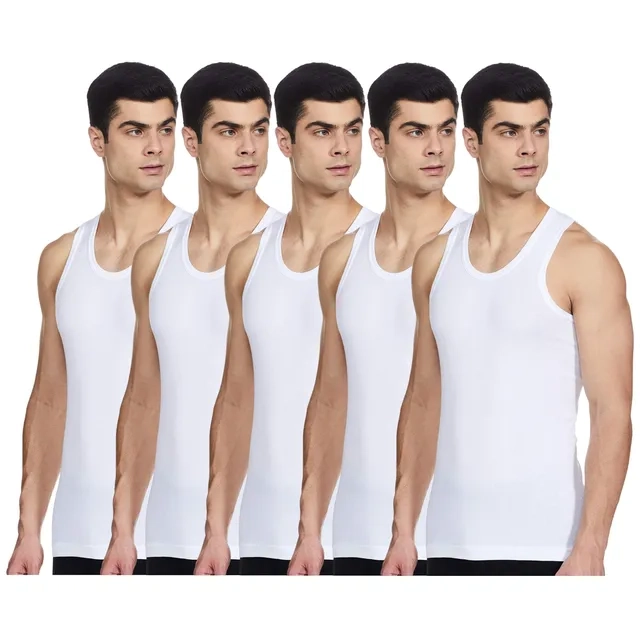 Pack of Five White Cotton Vests